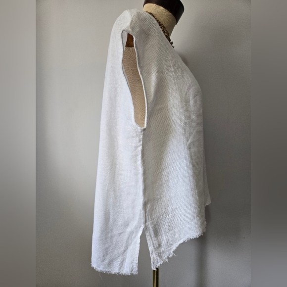 LOTUS EATERS 100% Linen Relaxed Fit Short Sleeve Top. Size Medium - Picture 4 of 11